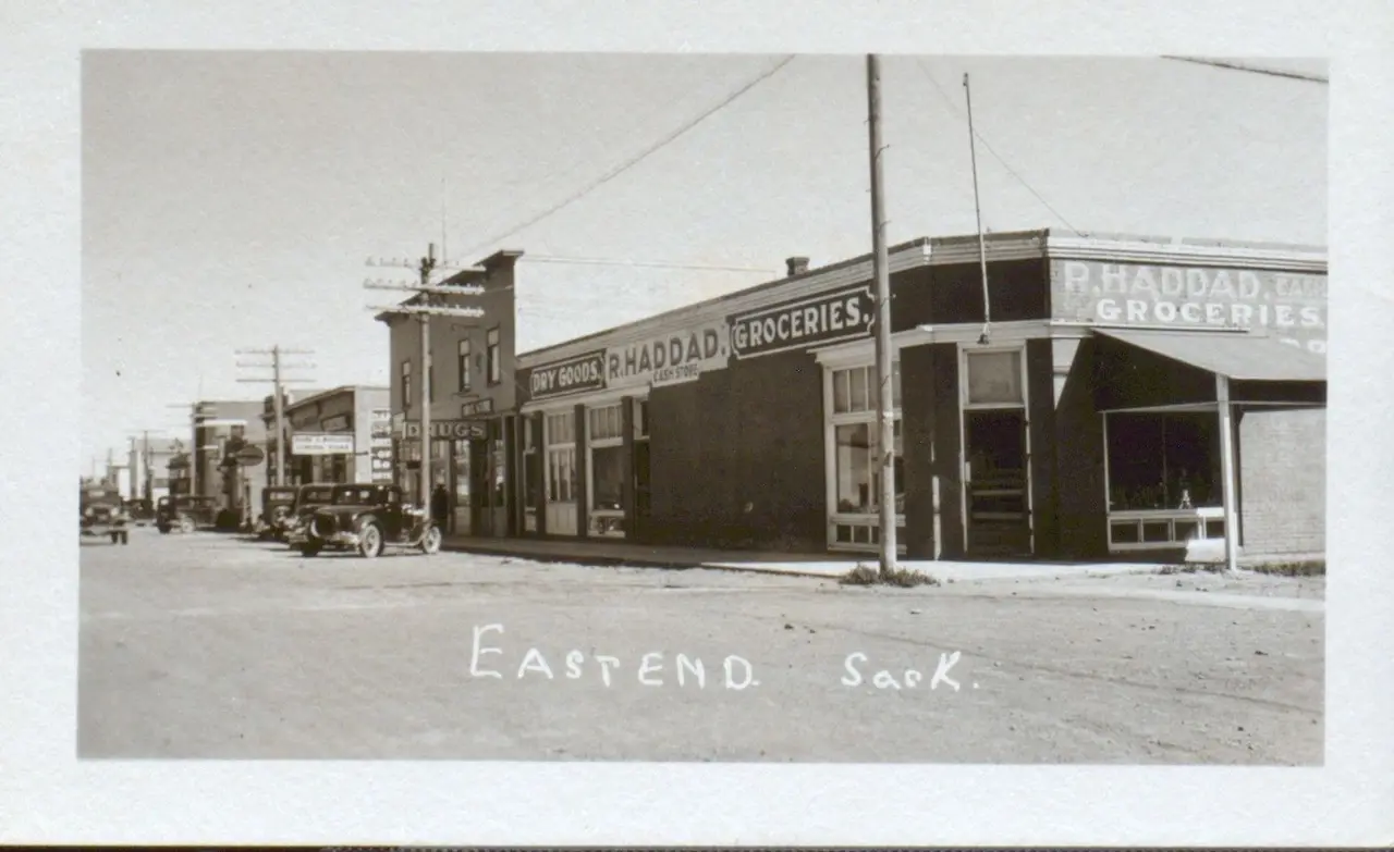 R. Haddad store on Eastend's main street, about 1935